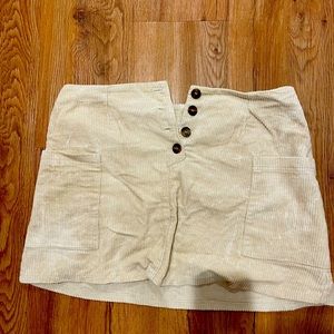 Tan corduroy mini skirt